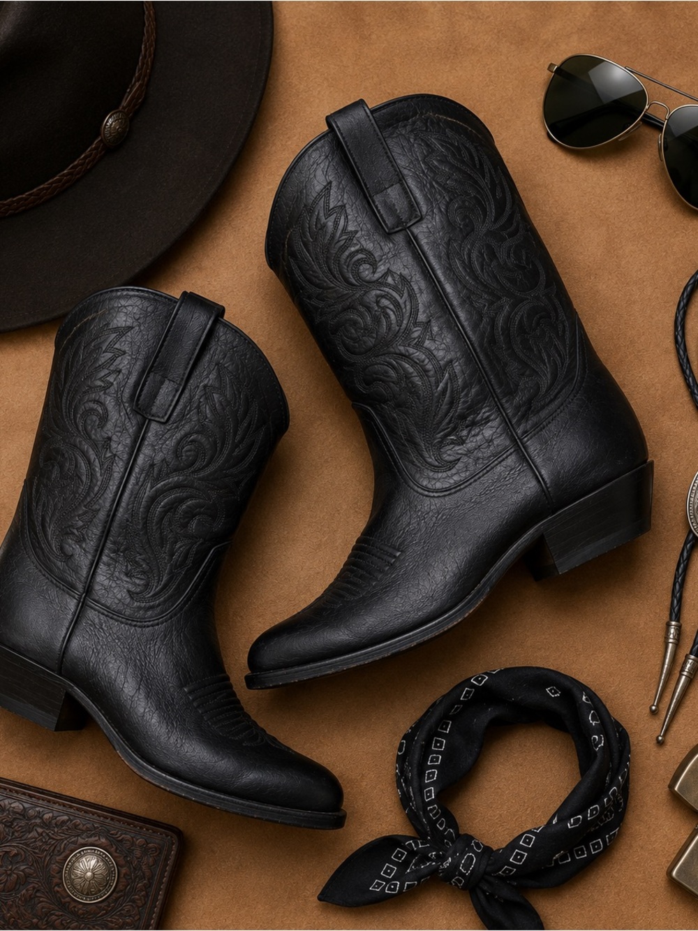 Tony Lama Black Leather Western Cowboy Boots Women’s 8 M Vintage USA Western GUC - Picture 3 of 12